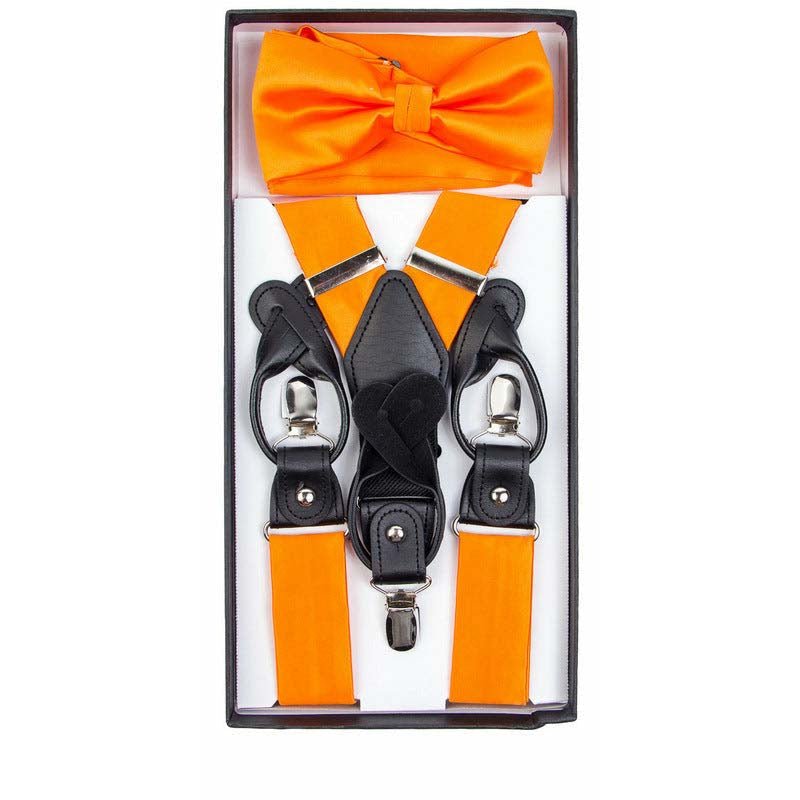 Vittorio Farina Men's Clip End Suspender, Bow Tie and Pocket Square Set with Silver Hardware in Gift Box: 70% Polyester & 30% Elastomer Vittorio Farina