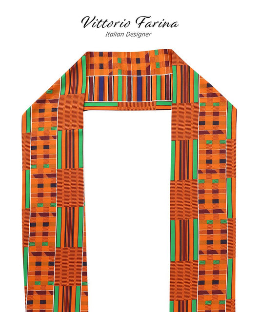 Vittorio Farina Mens' Kente Satin Scarf - SCARVES_Kente #1 - Classy Cufflinks
