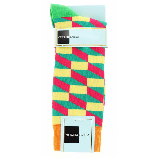 Vittorio Farina Men's Cotton Anklett Checker Dress Socks - Orange, Hunter Green and Yellow - Socks - Vittorio Farina