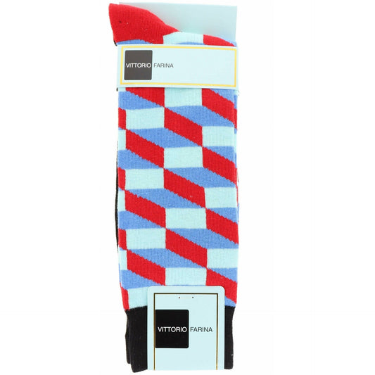 Vittorio Farina Men's Cotton Anklett Checker Dress Socks - Red, Navy Blue and Hot Pink - Socks - Vittorio Farina