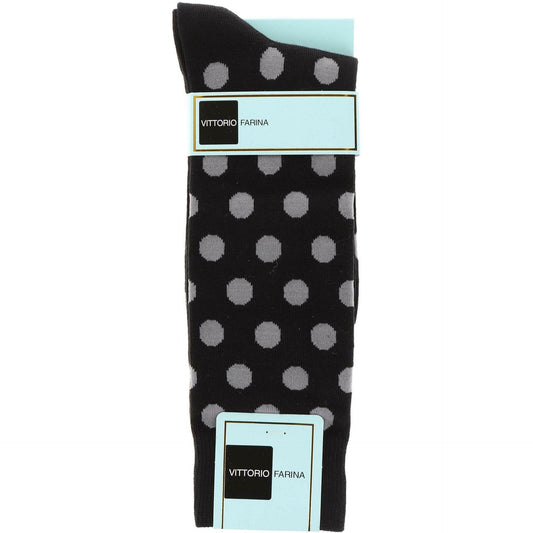 Vittorio Farina Men's Cotton Anklett Polka Dot Dress Socks - Black and Gray - Socks - Vittorio Farina