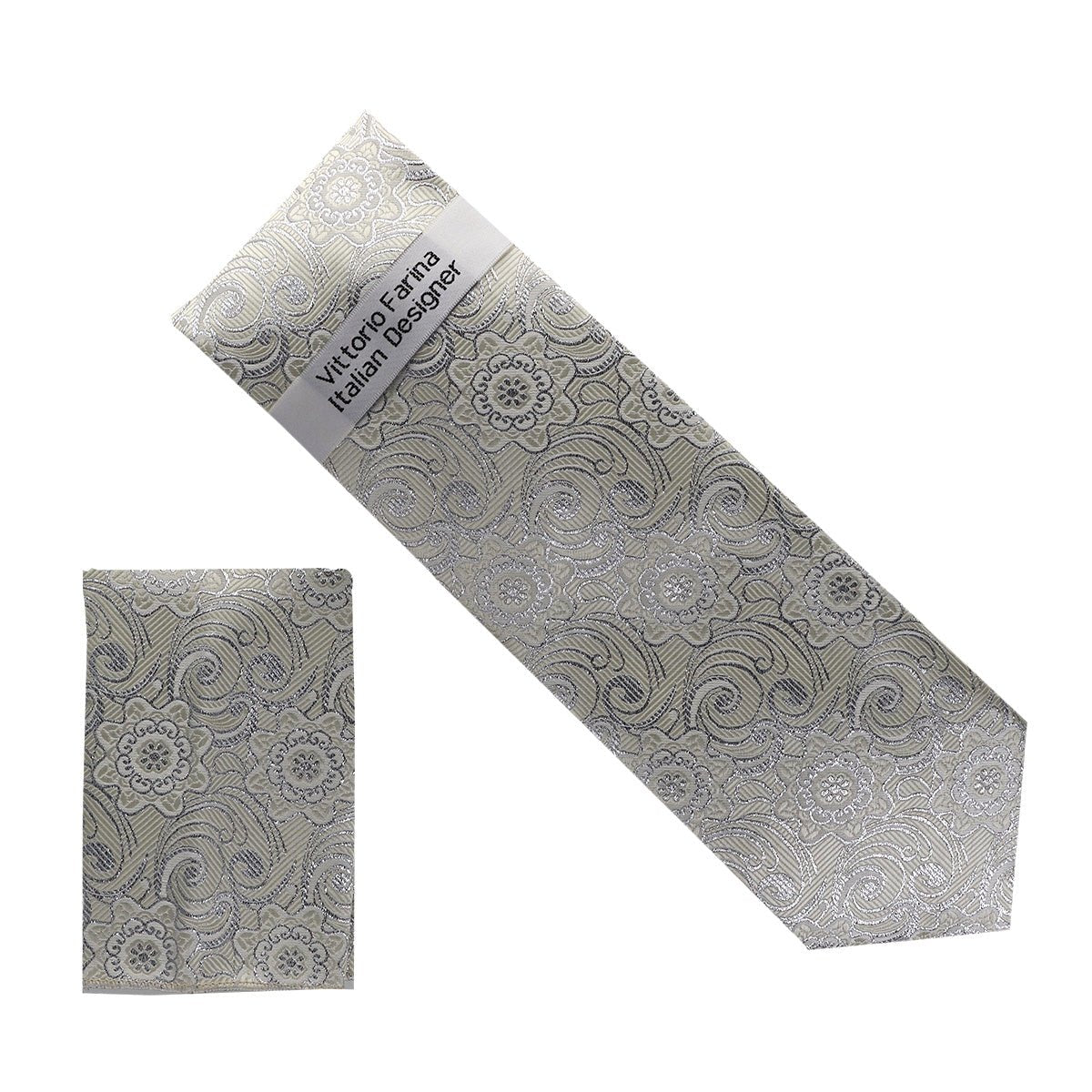 Vittorio Farina Men's Metallic Necktie & Pocket Square - NH-M_34 - Necktie & Pocket Square - Vittorio Farina