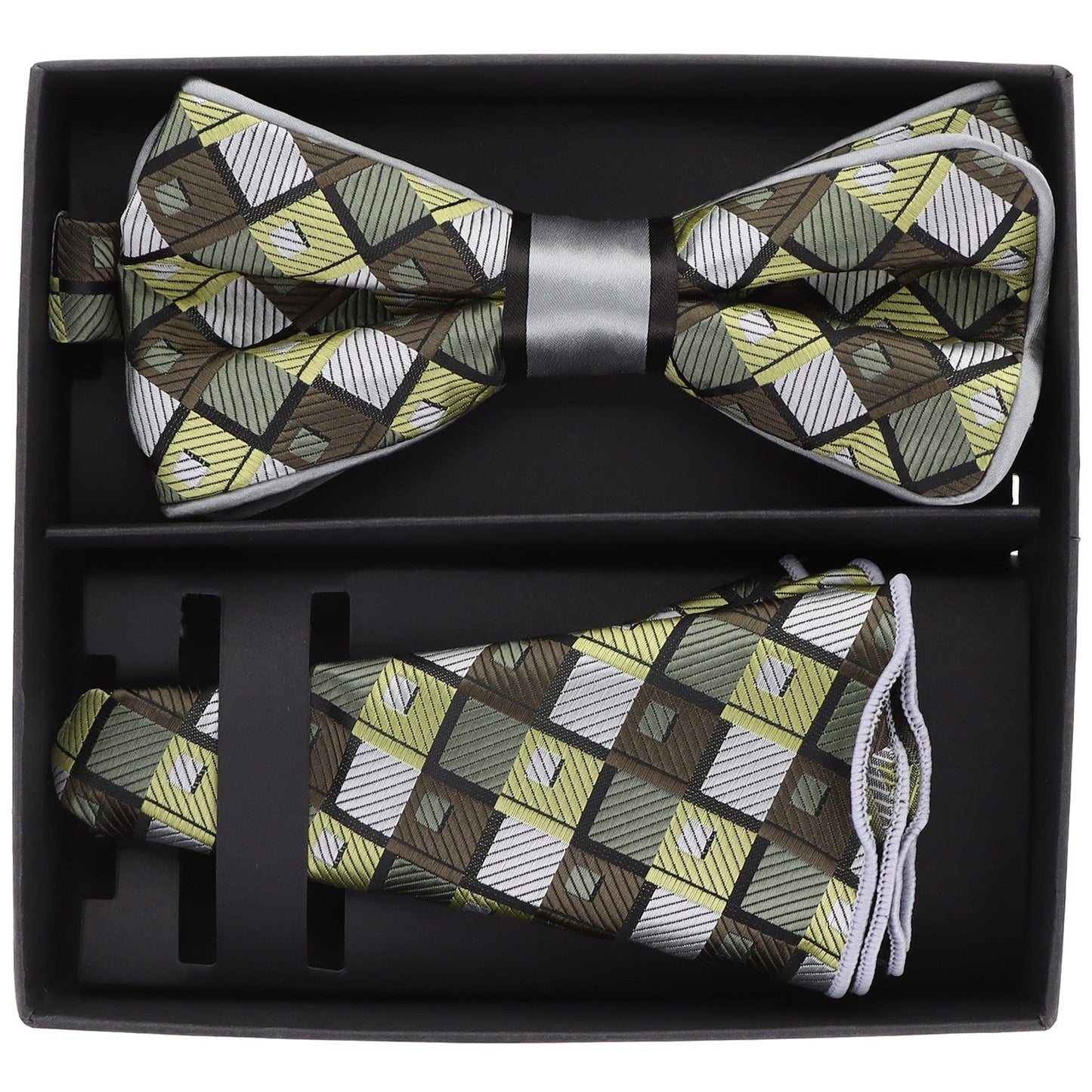 Vittorio Farina Men's Piping Design Bow Tie & Round Pocket Square in Gift Box - pbh-21016 - Bow Tie & Pocket Square - Vittorio Farina