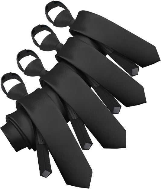 Vittorio Farina Men's Satin Zipper Necktie (Multipack) - Black - Necktie - Vittorio Farina