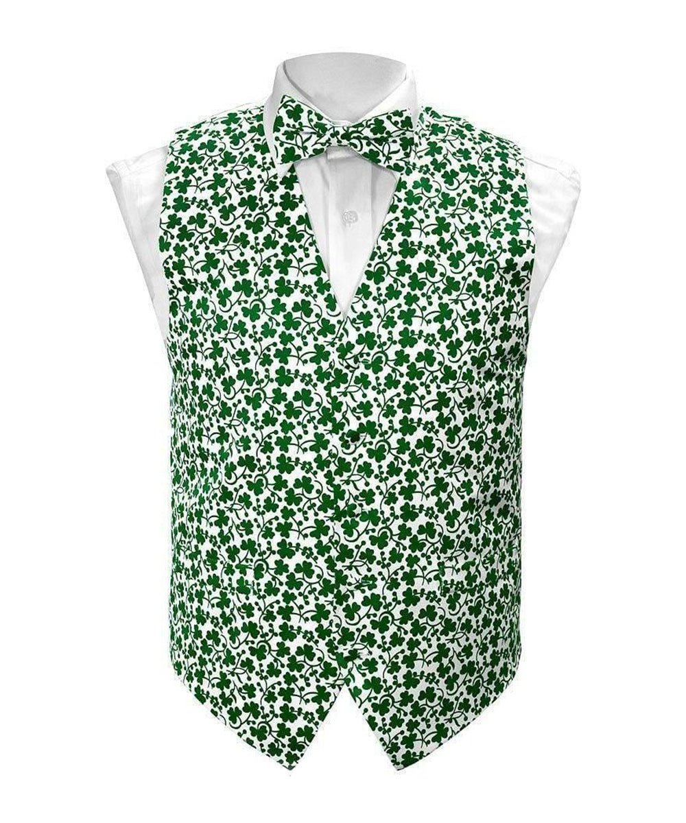 Vittorio Farina Men's Shamrock Vest, Necktie, Bow Tie and Pocket Square Set - Shamrock - Vest Set - Vittorio Farina