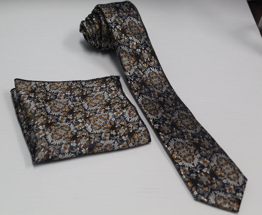Vittorio Farina Men's Skinny Design Satin Necktie and Pocket Square - SD-0001 - Necktie & Pocket Square - Vittorio Farina