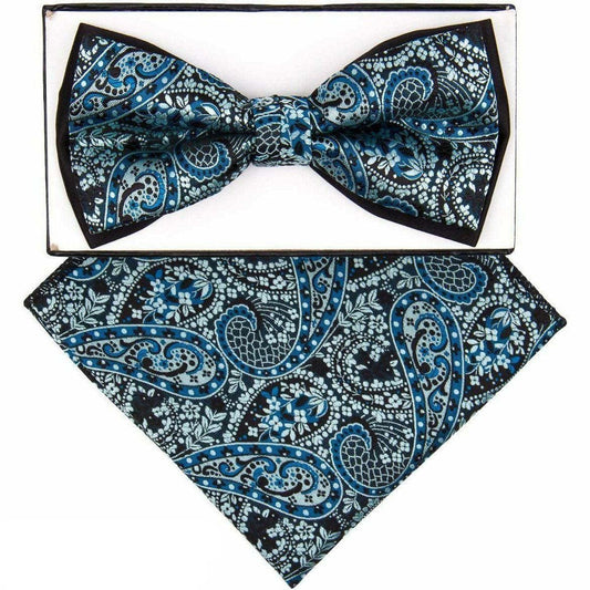 Vittorio Farina Men's Two Tone Design Bow Tie & Pocket Square in Gift Box - tbh-1102 - Bow Tie & Pocket Square - Vittorio Farina