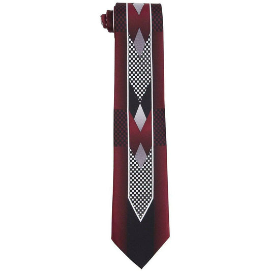 Vittorio Farina Tuxedo Design Satin Necktie & Pocket Square - Burgundy - Necktie & Pocket Square - Vittorio Farina