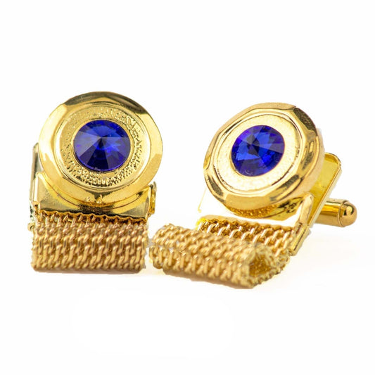 Vittorio Vico Colorful Crystal Chain Cufflinks in Gift Box - Yellow and Silver - Cufflinks - Vittorio Vico