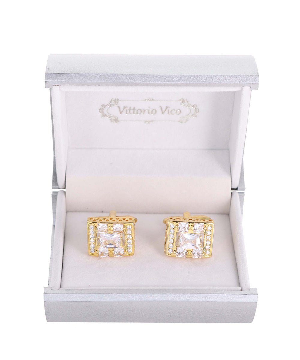 Vittorio Vico Gold Iced Wedding Cufflinks in Gift Box: CL100x Series - CL 1009 - Cufflinks - Vittorio Vico