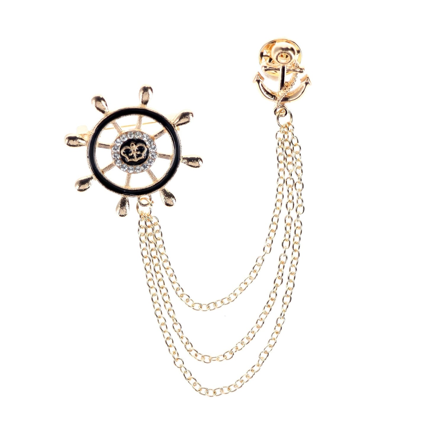 Vittorio Vico Men's Design Brooch in Gift Box - Gold Ship's Wheel - Brooche - Vittorio Vico