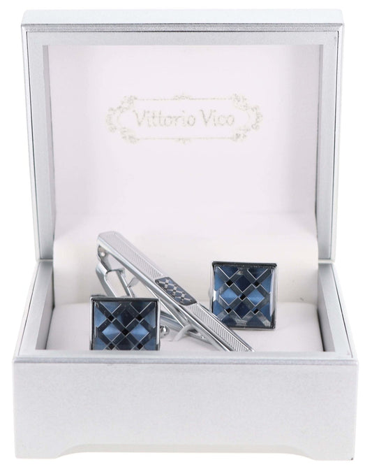 Vittorio Vico Men's Enamel Cufflink & Tie Bar Set in Gift Box - CE-001 - Cufflink & Tiebar Set - Vittorio Vico