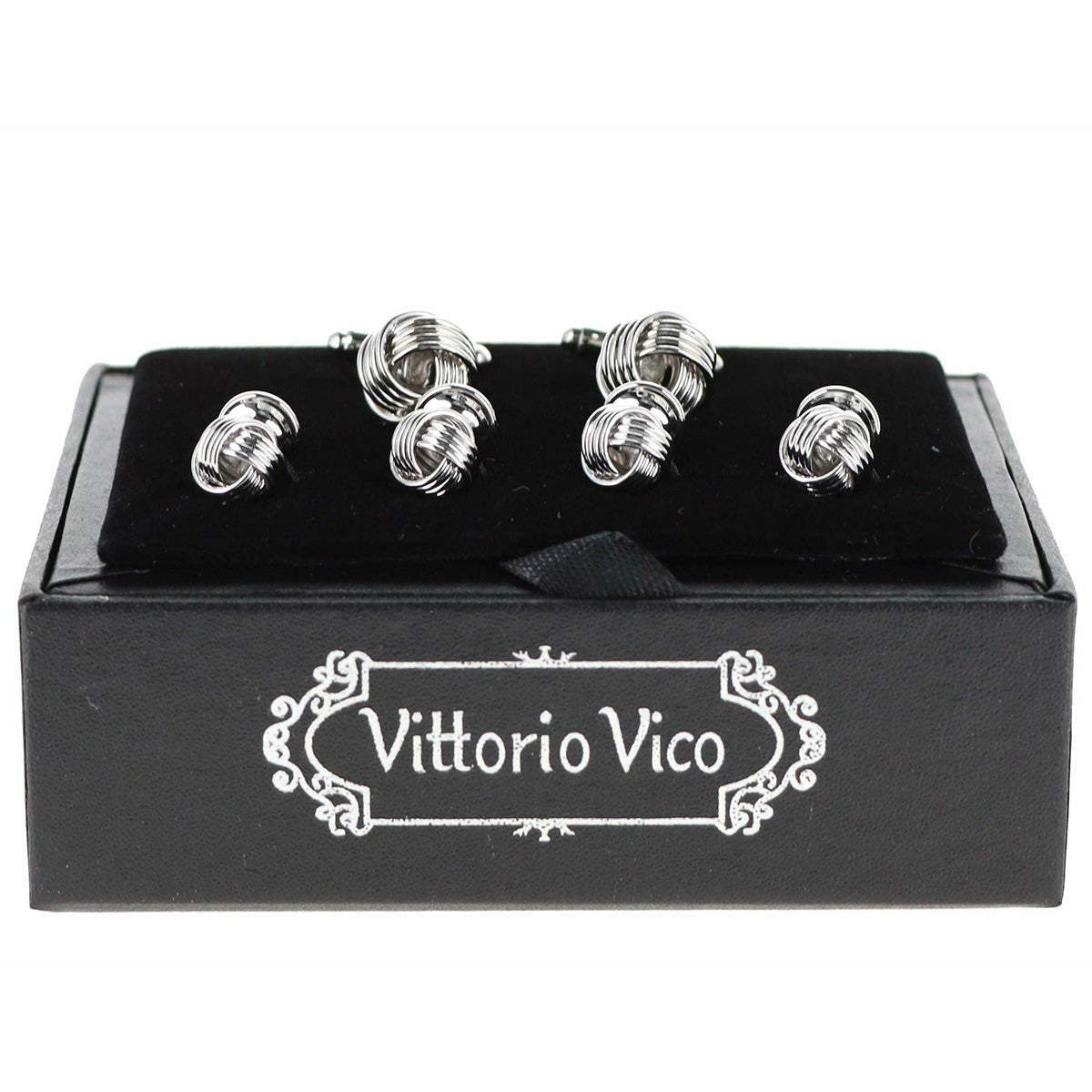 Vittorio Vico Men's Silver Cufflinks & Stud Sets in Gift Box - Silver - Cufflink & Stud Sets - Vittorio Vico