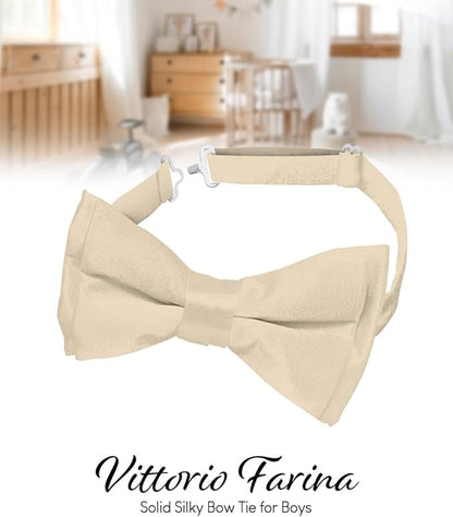 Vittorio Farina Boy's Pretied Solid Silky Satin Bow Tie Vittorio Farina