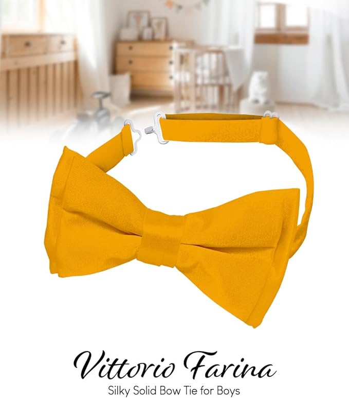 Vittorio Farina Boy's Pretied Solid Silky Satin Bow Tie Vittorio Farina