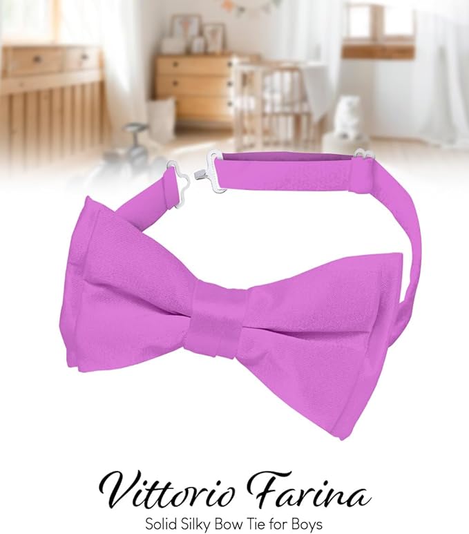 Vittorio Farina Boy's Pretied Solid Silky Satin Bow Tie Vittorio Farina
