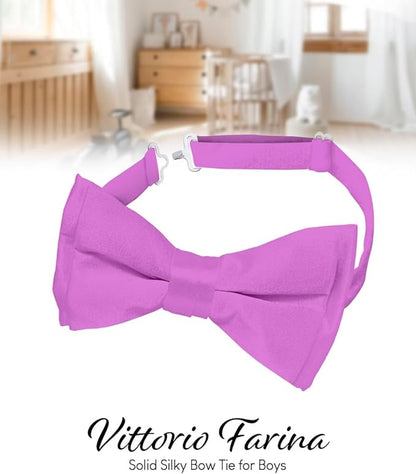 Vittorio Farina Boy's Pretied Solid Silky Satin Bow Tie Vittorio Farina