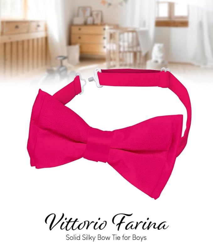 Vittorio Farina Boy's Pretied Solid Silky Satin Bow Tie Vittorio Farina