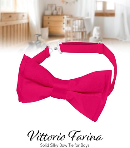 Vittorio Farina Boy's Pretied Solid Silky Satin Bow Tie Vittorio Farina