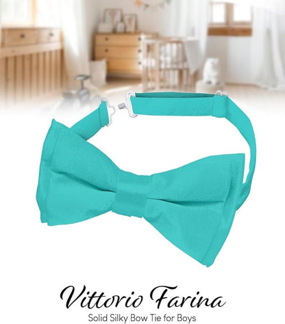 Vittorio Farina Boy's Pretied Solid Silky Satin Bow Tie Vittorio Farina