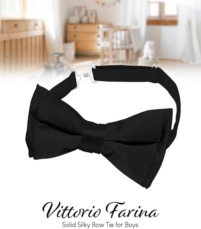 Vittorio Farina Boy's Pretied Solid Silky Satin Bow Tie Vittorio Farina