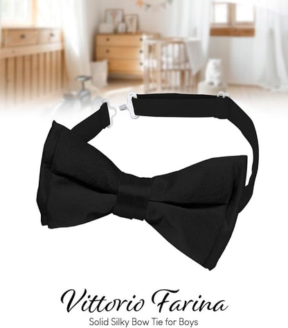 Vittorio Farina Boy's Pretied Solid Silky Satin Bow Tie Vittorio Farina
