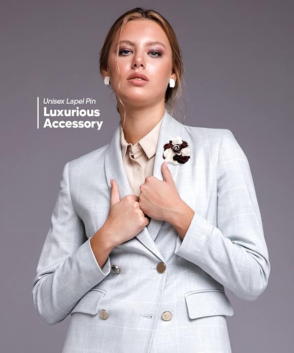 Vittorio Vico Unisex Two Tone Satin Flower Lapel Pin Vittorio Vico