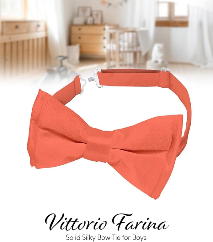 Vittorio Farina Boy's Pretied Solid Silky Satin Bow Tie Vittorio Farina