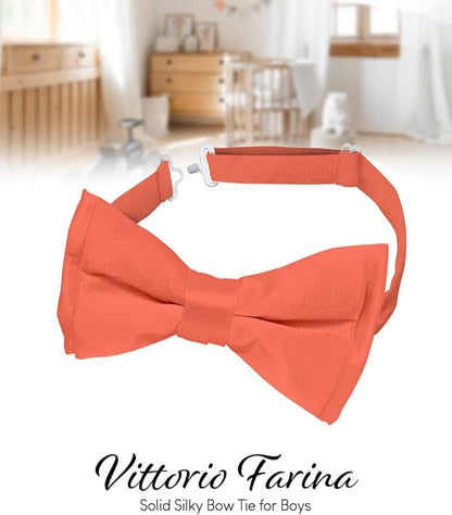 Vittorio Farina Boy's Pretied Solid Silky Satin Bow Tie Vittorio Farina