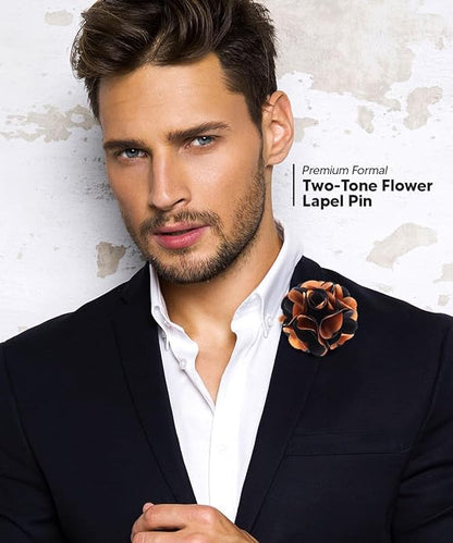 Vittorio Vico Unisex Two Tone Satin Flower Lapel Pin Vittorio Vico