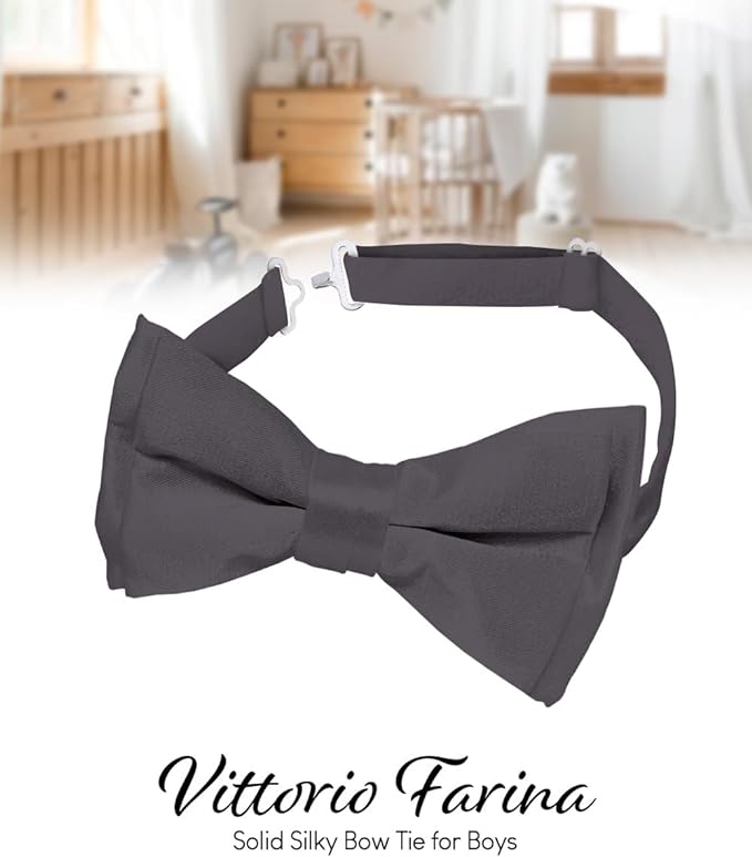 Vittorio Farina Boy's Pretied Solid Silky Satin Bow Tie Vittorio Farina