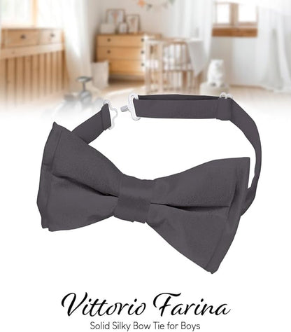 Vittorio Farina Boy's Pretied Solid Silky Satin Bow Tie Vittorio Farina