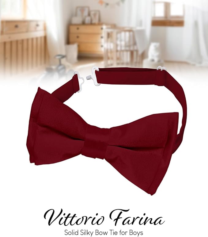 Vittorio Farina Boy's Pretied Solid Silky Satin Bow Tie Vittorio Farina