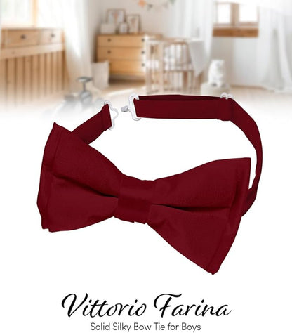 Vittorio Farina Boy's Pretied Solid Silky Satin Bow Tie Vittorio Farina
