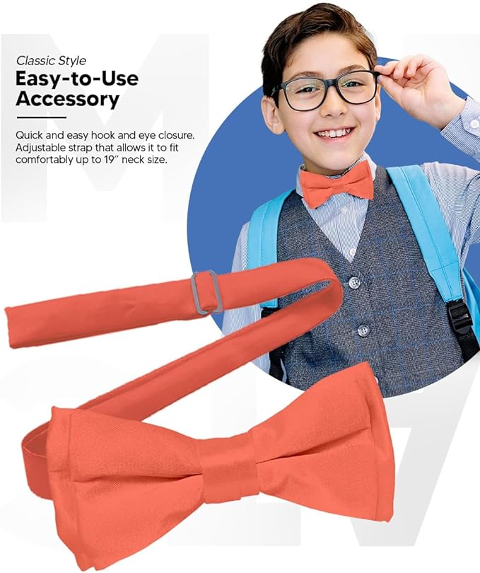 Vittorio Farina Boy's Pretied Solid Silky Satin Bow Tie Vittorio Farina