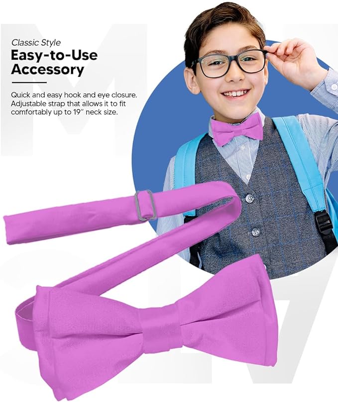 Vittorio Farina Boy's Pretied Solid Silky Satin Bow Tie Vittorio Farina