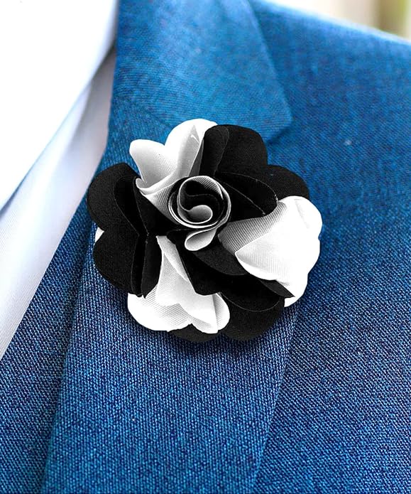 Vittorio Vico Unisex Two Tone Satin Flower Lapel Pin Vittorio Vico