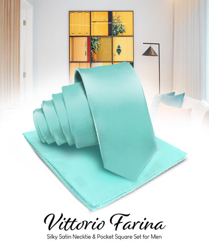 Vittorio Farina Men's Satin Necktie & Pocket Square Vittorio Farina