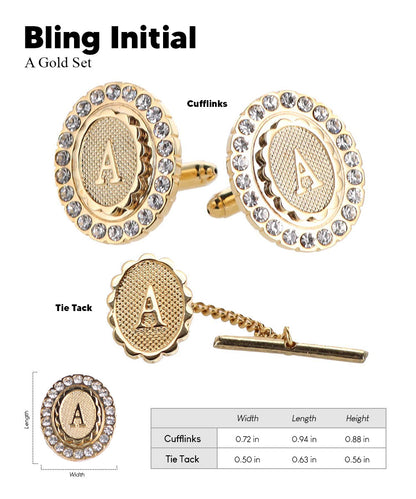 Vittorio Vico Bling Initial Cufflinks & Tie Tack Set in Gift Box Vittorio Vico