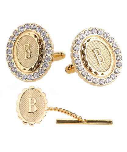 Vittorio Vico Bling Initial Cufflinks & Tie Tack Set in Gift Box Vittorio Vico