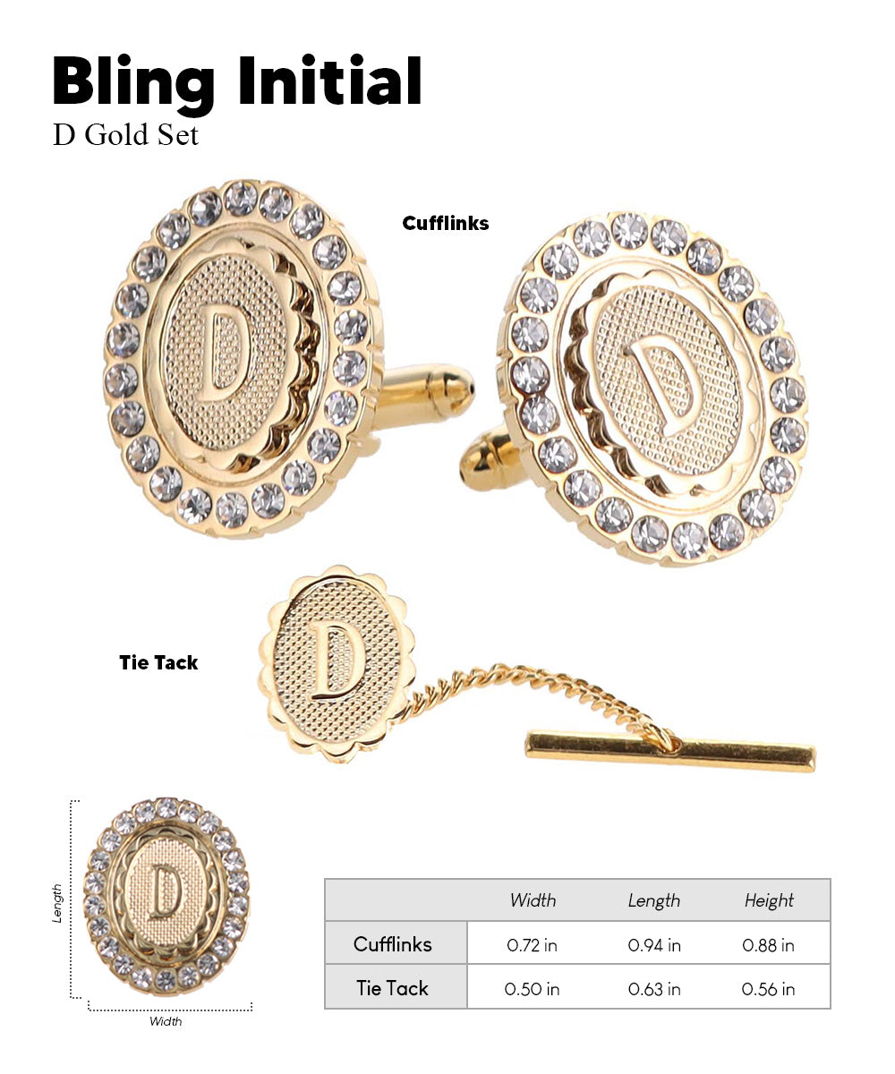 Vittorio Vico Bling Initial Cufflinks & Tie Tack Set in Gift Box Vittorio Vico