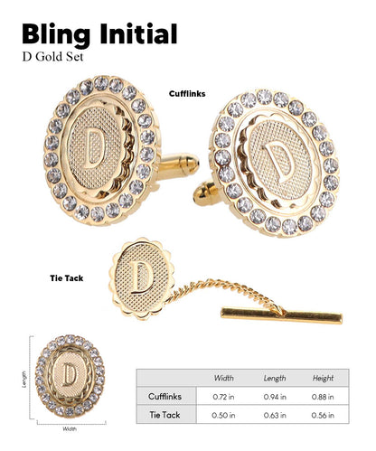 Vittorio Vico Bling Initial Cufflinks & Tie Tack Set in Gift Box Vittorio Vico