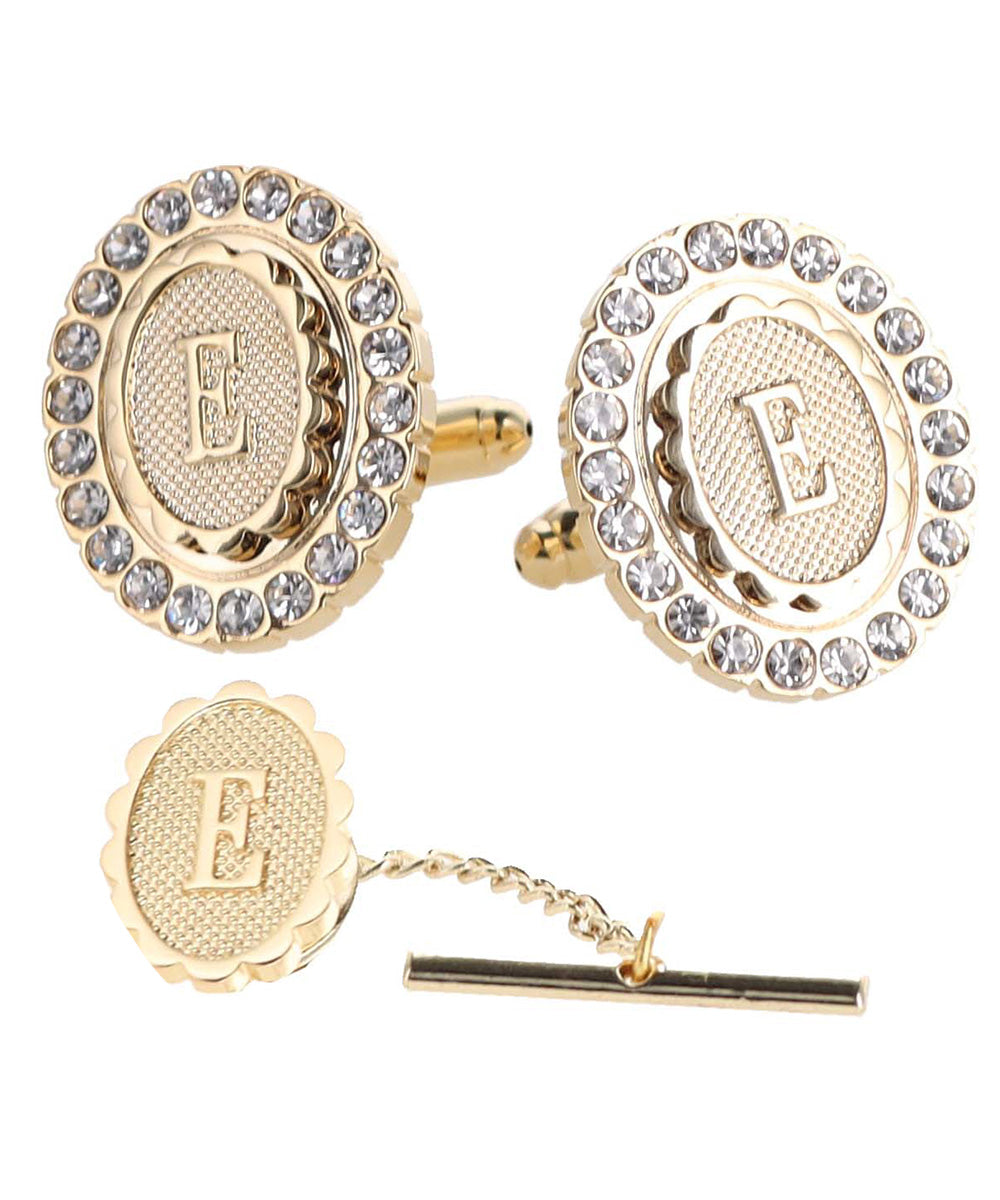 Vittorio Vico Bling Initial Cufflinks & Tie Tack Set in Gift Box Vittorio Vico