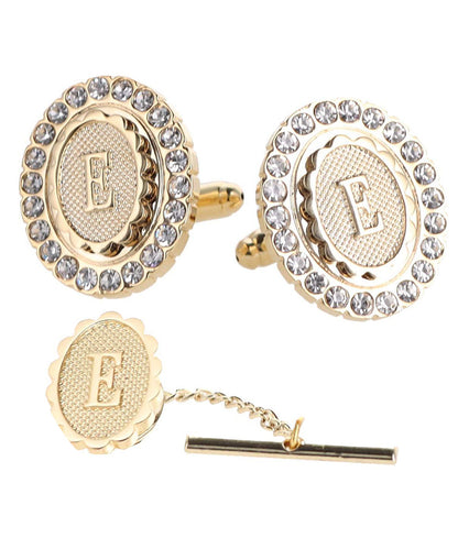Vittorio Vico Bling Initial Cufflinks & Tie Tack Set in Gift Box Vittorio Vico