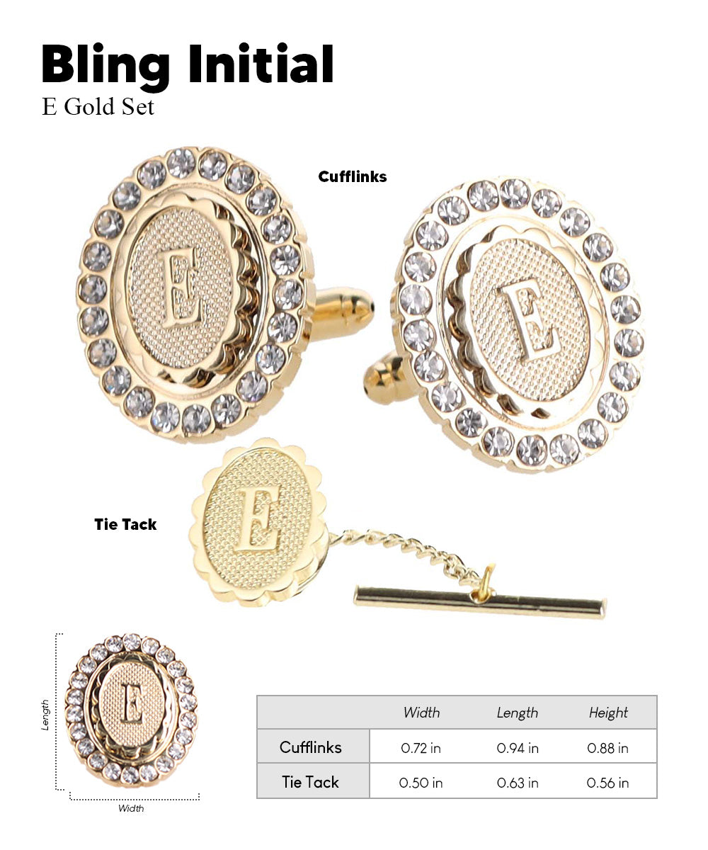 Vittorio Vico Bling Initial Cufflinks & Tie Tack Set in Gift Box Vittorio Vico