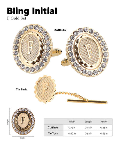 Vittorio Vico Bling Initial Cufflinks & Tie Tack Set in Gift Box Vittorio Vico