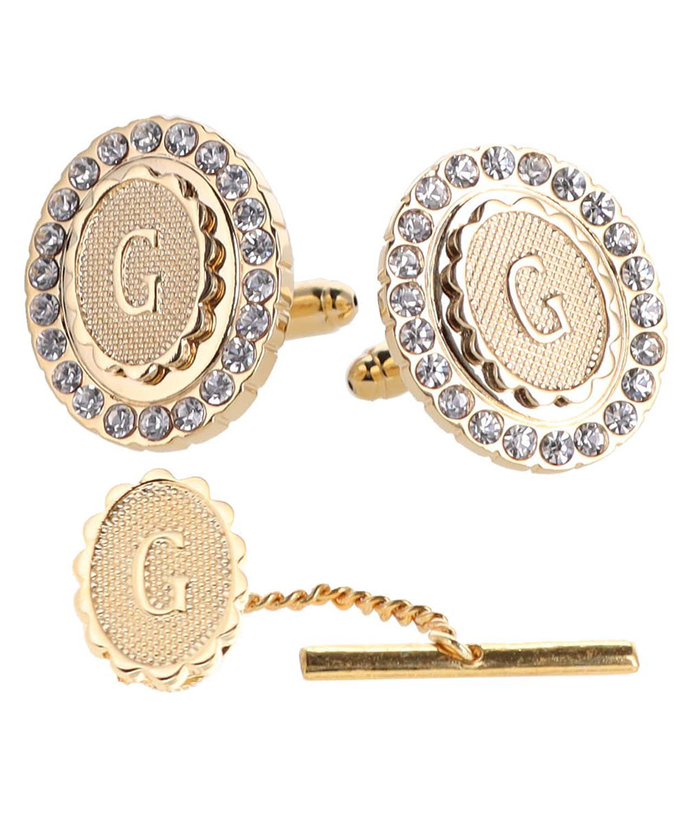 Vittorio Vico Bling Initial Cufflinks & Tie Tack Set in Gift Box Vittorio Vico