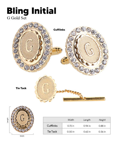 Vittorio Vico Bling Initial Cufflinks & Tie Tack Set in Gift Box Vittorio Vico