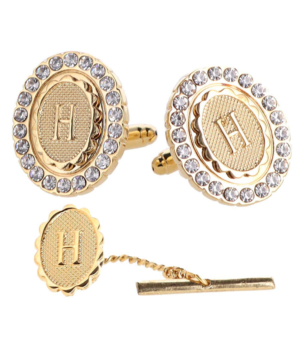 Vittorio Vico Bling Initial Cufflinks & Tie Tack Set in Gift Box Vittorio Vico
