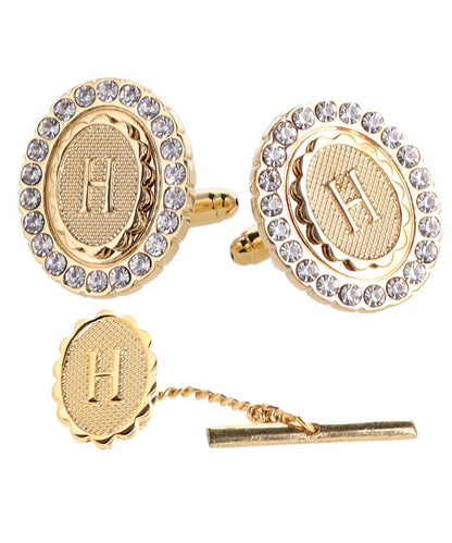 Vittorio Vico Bling Initial Cufflinks & Tie Tack Set in Gift Box Vittorio Vico